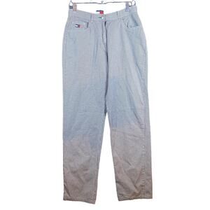 Tommy Hilfiger Womens Pants Black White High Rise Straight 100% Cotton 10